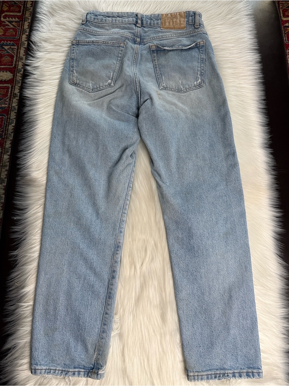 Zara Light Wash High Waisted Well Worn Mom Jeans - Picture 6 of 10